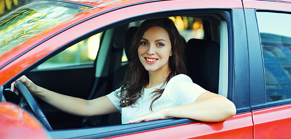 Smiling Woman In Car, Insurance Services, Big Spring, TX